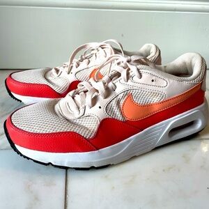 Nike, women’s 9.5, Air Max, coral pink white running walking active comfort shoe